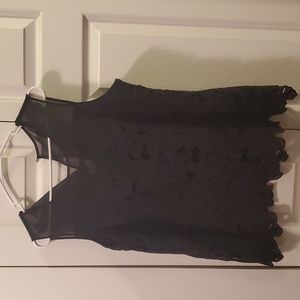 NWT Calvin Klein black lace detail blouse XL